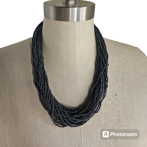 NWT STEPHAN ADRIAN Dark Gray Beaded Necklace | 20" - Picture 1 of 6